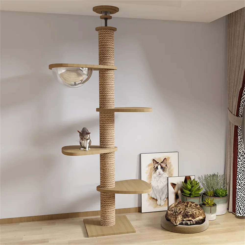 Adjustable Cat Tree House Cat Tower Floor to Ceiling Cats Multi-Level Condo With Scratching Post Hammock Pet Cat Pet Products - Image 26