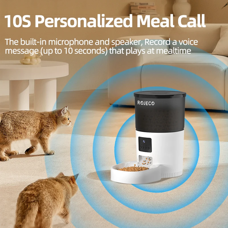 ROJECO Automatic Cat Feeder With Camera Video Cat Food Dispenser Pet Smart Voice Recorder Remote Control Auto Feeder For Cat Dog - Image 3