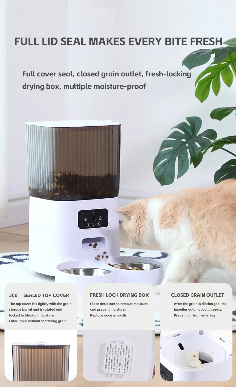 5L Pet Feeder with Camera Automatic Cat Feeder Smart Dog Food Dispenser WiFi Timing Quantitative Stainless Steel Feeding Bowl - Image 22