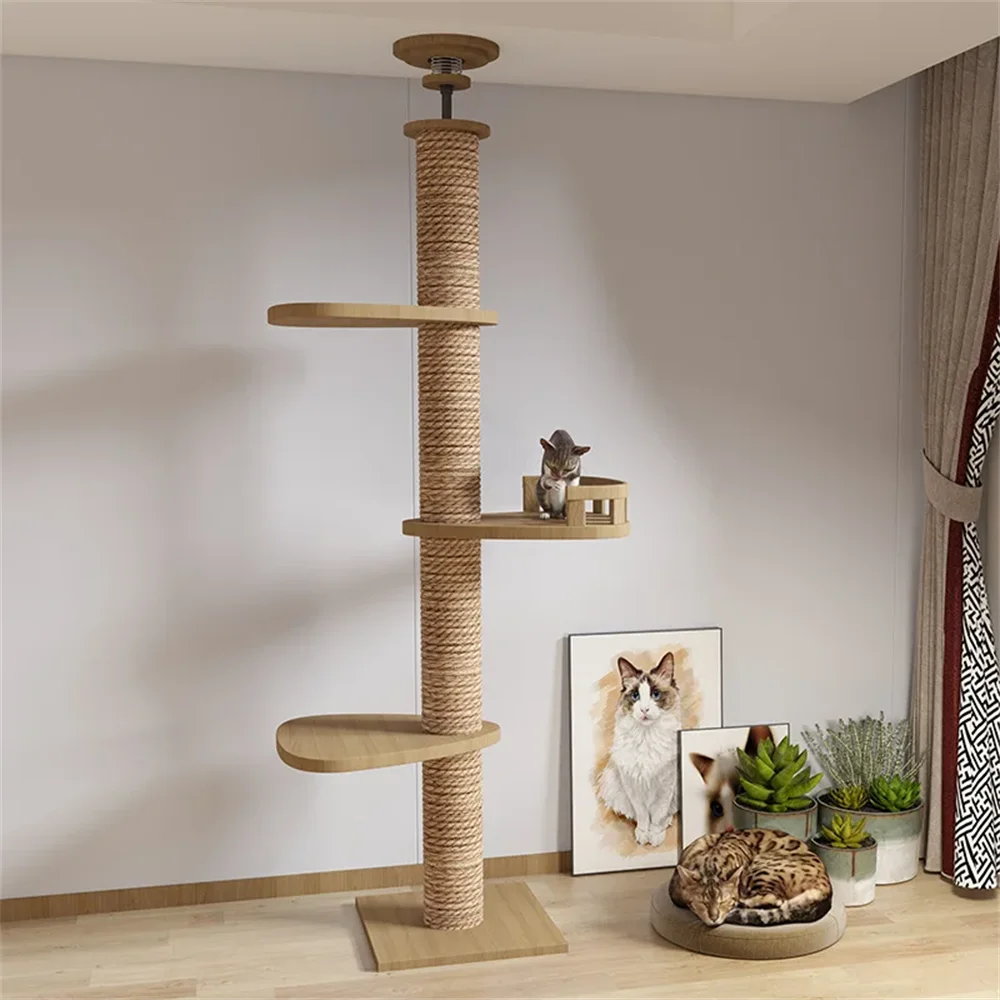Adjustable Cat Tree House Cat Tower Floor to Ceiling Cats Multi-Level Condo With Scratching Post Hammock Pet Cat Pet Products - Image 10