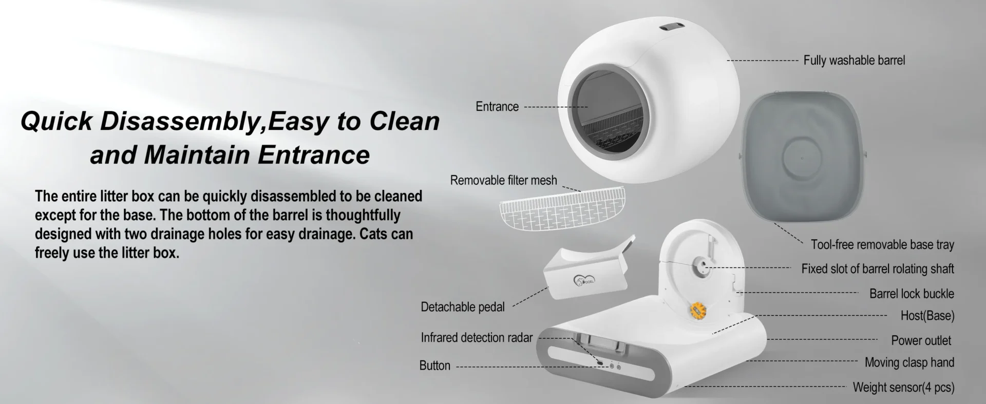 DOEL Automatic Cat Litter Box Self Cleaning with App Control & Cat Litter Mat Smart Cat Toilet for Multiple Large Cats - Image 17