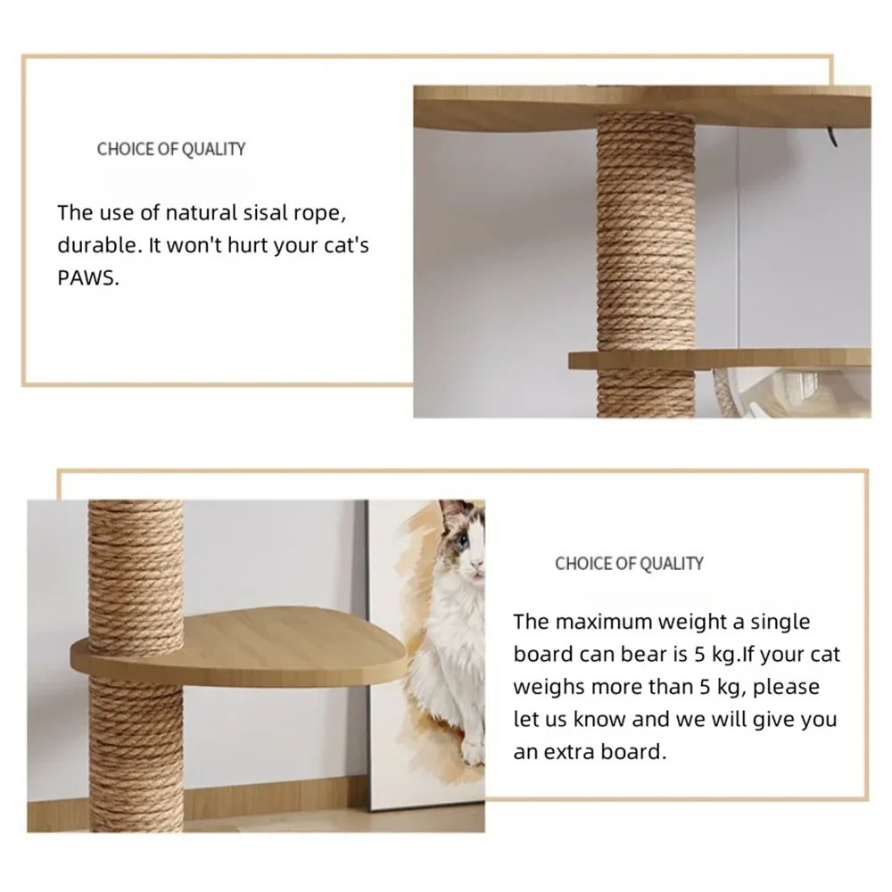Adjustable Cat Tree House Cat Tower Floor to Ceiling Cats Multi-Level Condo With Scratching Post Hammock Pet Cat Pet Products - Image 19