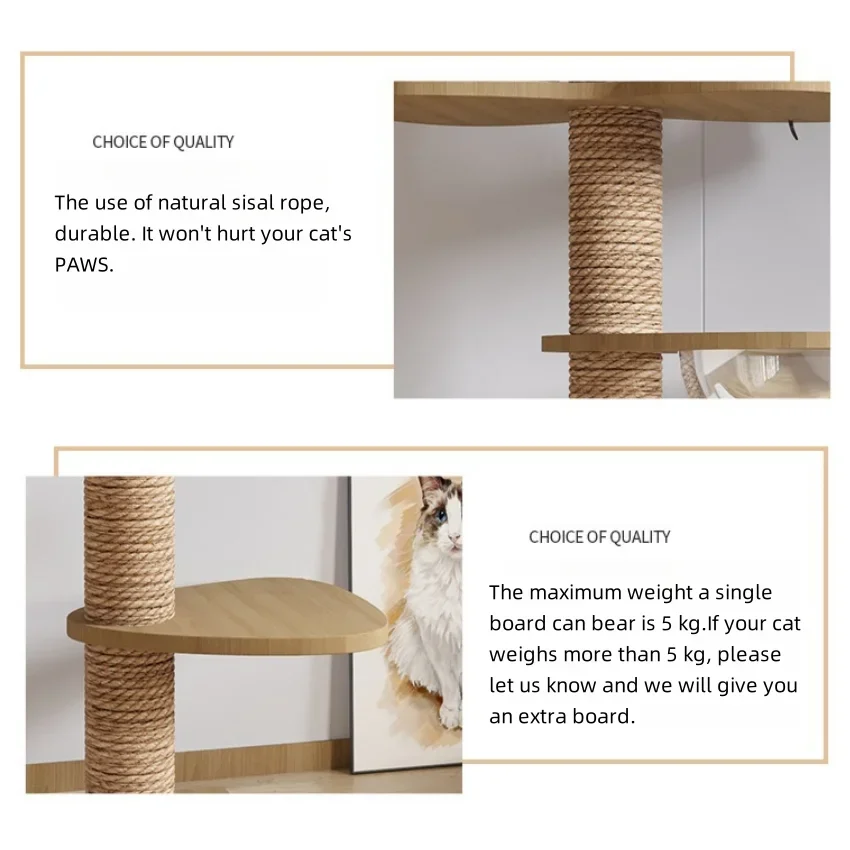Adjustable Cat Tree House Cat Tower Floor to Ceiling Cats Multi-Level Condo With Scratching Post Hammock Pet Cat Pet Products - Image 6