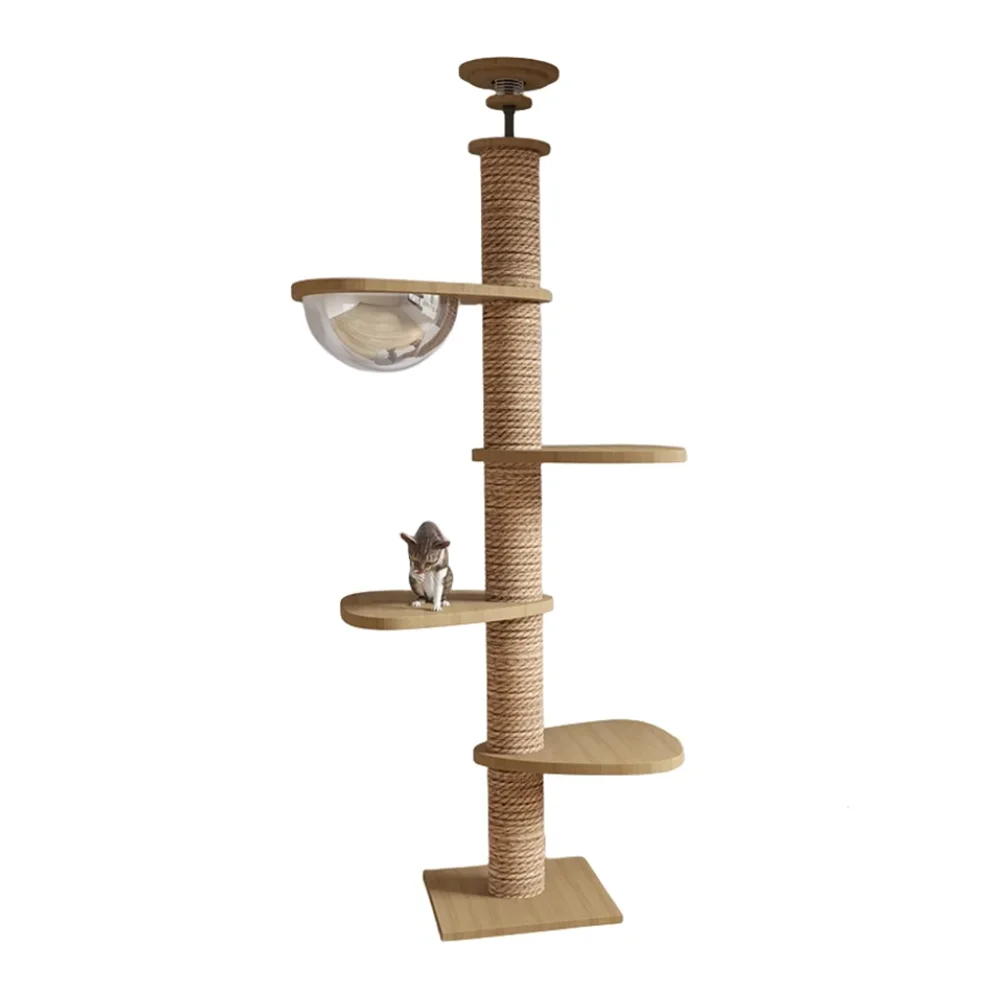 Adjustable Cat Tree House Cat Tower Floor to Ceiling Cats Multi-Level Condo With Scratching Post Hammock Pet Cat Pet Products - Image 11