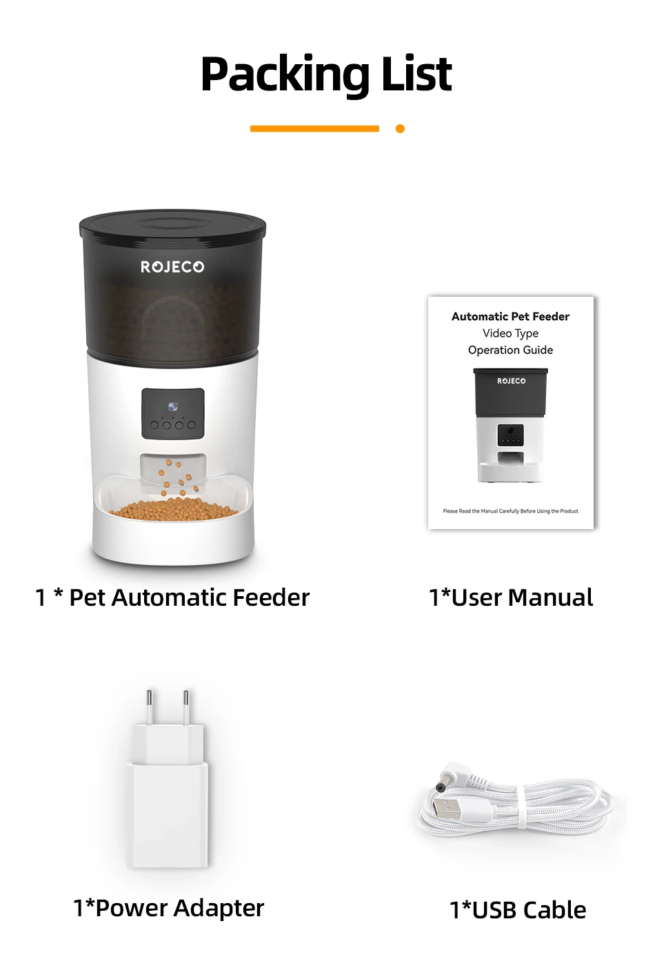 ROJECO Automatic Cat Feeder With Camera Video Cat Food Dispenser Pet Smart Voice Recorder Remote Control Auto Feeder For Cat Dog - Image 21