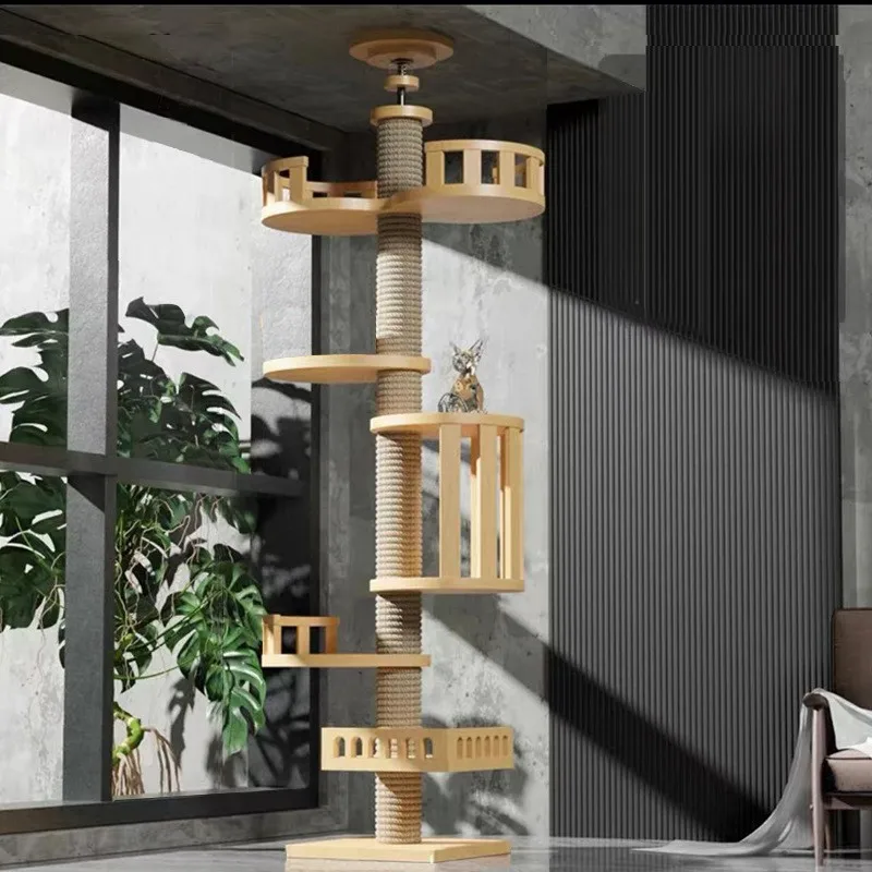 Adjustable Cat Tree House Cat Tower Floor to Ceiling Cats Multi-Level Condo With Scratching Post Hammock Pet Cat Pet Products - Image 13