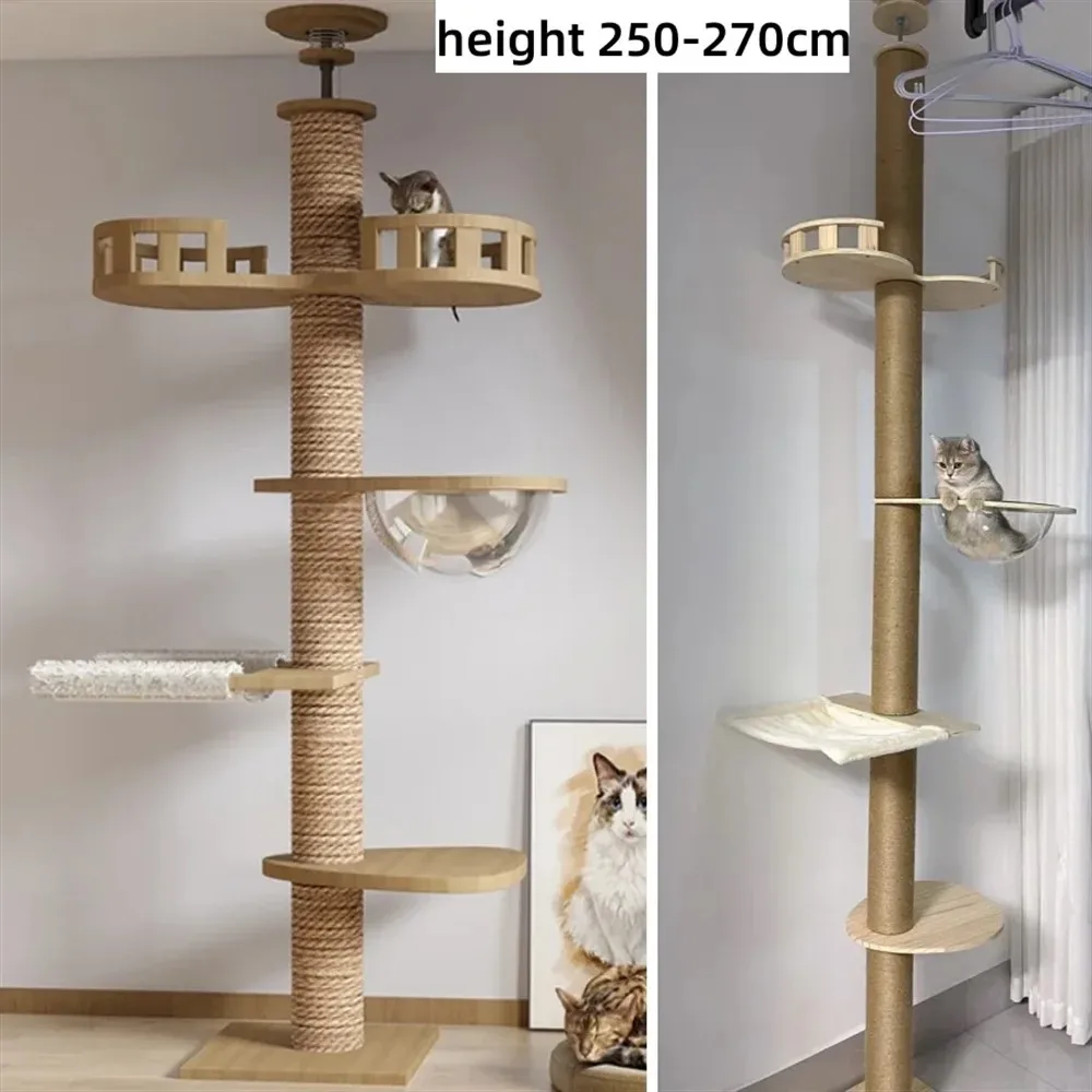 Adjustable Cat Tree House Cat Tower Floor to Ceiling Cats Multi-Level Condo With Scratching Post Hammock Pet Cat Pet Products - Image 14