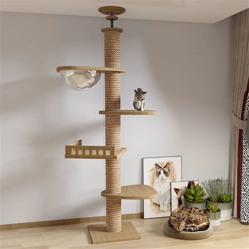 Adjustable Cat Tree House Cat Tower Floor to Ceiling Cats Multi-Level Condo With Scratching Post Hammock Pet Cat Pet Products - Image 7