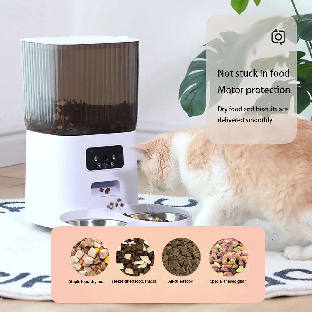 5L Pet Feeder with Camera Automatic Cat Feeder Smart Dog Food Dispenser WiFi Timing Quantitative Stainless Steel Feeding Bowl - Image 5
