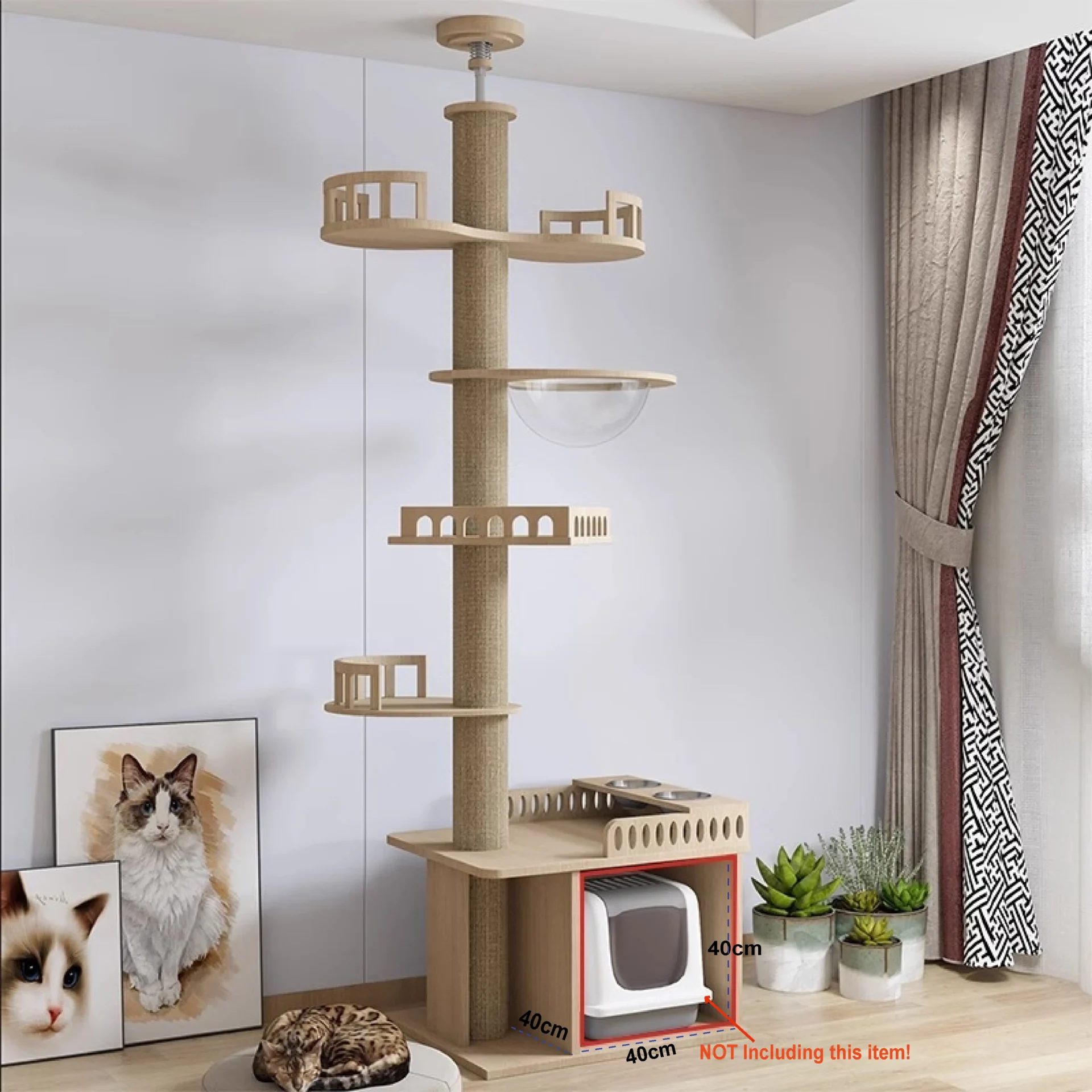 Adjustable Cat Tree House Cat Tower Floor to Ceiling Cats Multi-Level Condo With Scratching Post Hammock Pet Cat Pet Products - Image 27