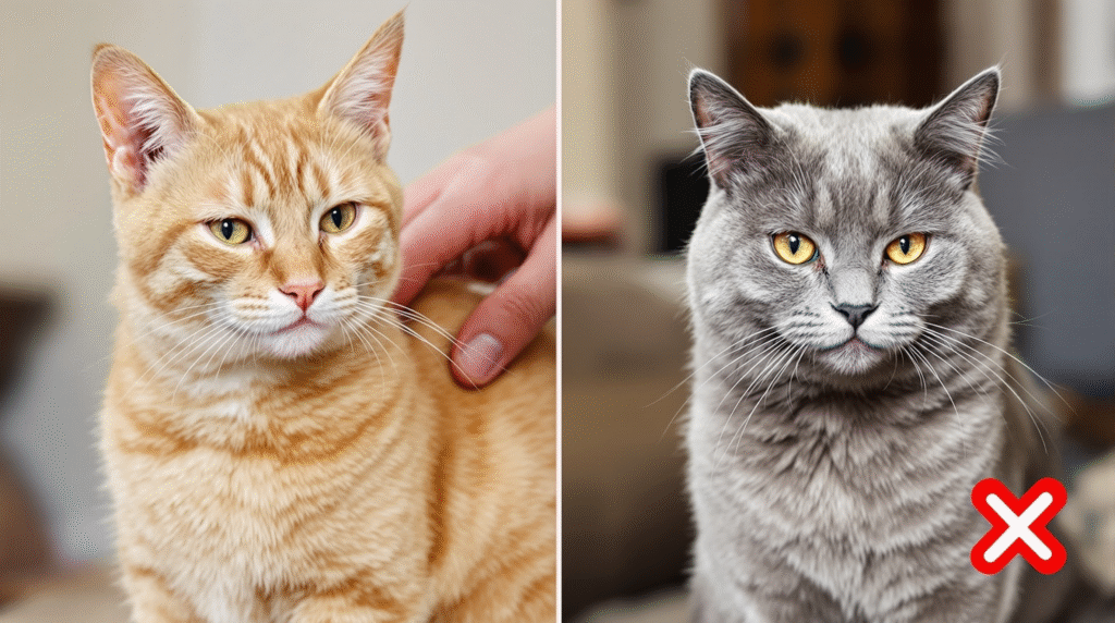 Comparison of relaxed versus stressed cat body language during socialization